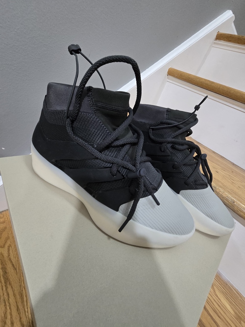 Fear of God Black and Light Gray High-Top Sneakers